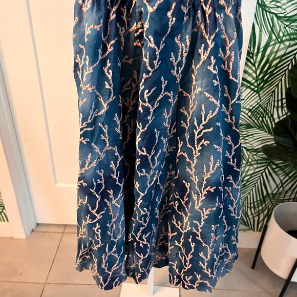 Anthropologie HD in Paris Blue Acropora Coral Print Fit and Flare Dress Size 00 - Picture 7 of 12